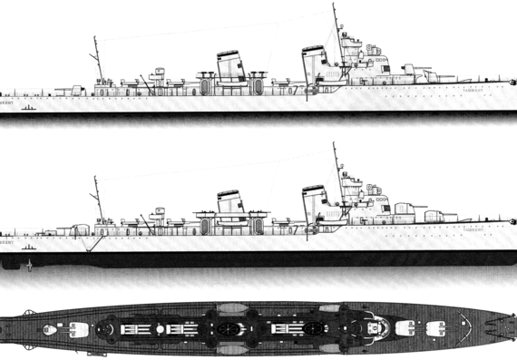 USSR destroyer Tashkent 1940 [Destroyer Leader] - drawings, dimensions, pictures